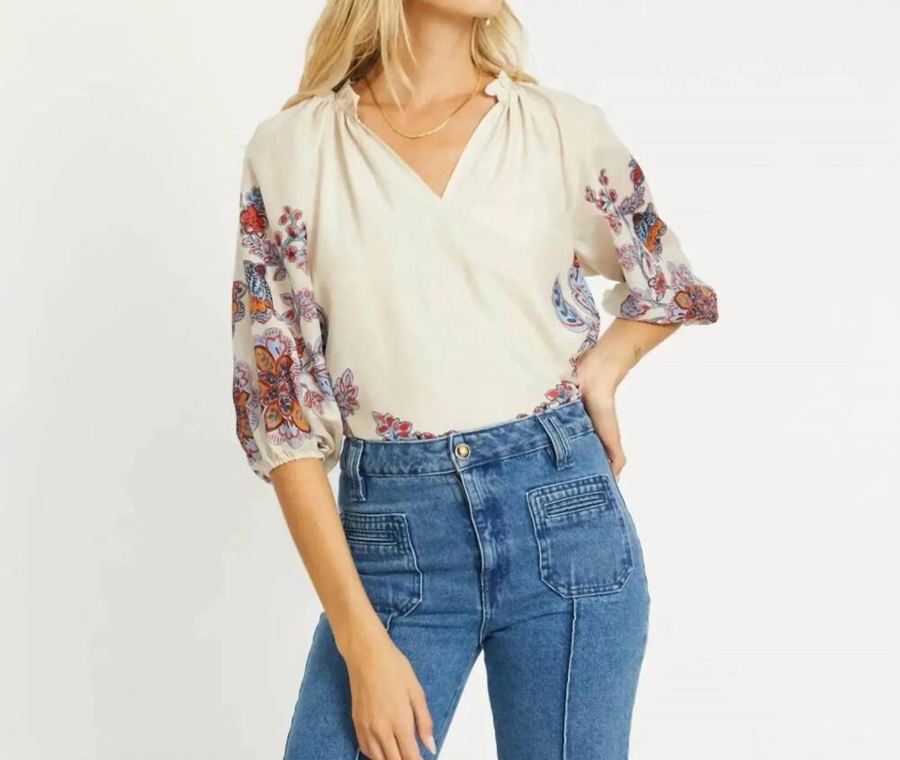 NEW CABALLERO zara top in woodblock bloom